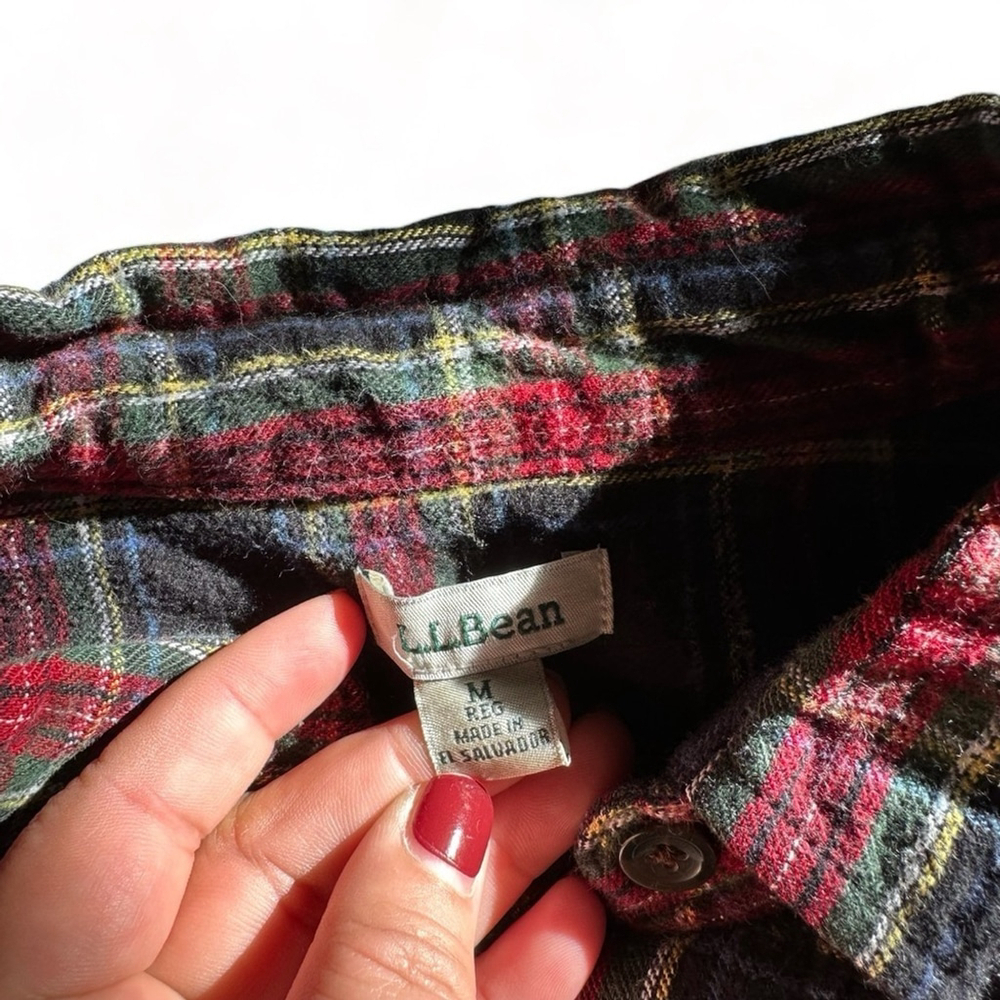 LL Bean Plaid Flannel Longsleeves Shirt Women's 100% Cotton Sz Medium - Picture 8 of 9